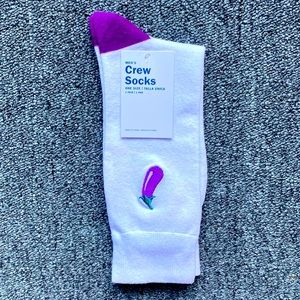 3/$18 Eggplant Funny Novelty Crew Socks - Brand New